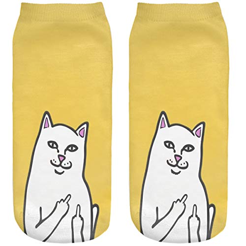 Ferocity Lustige Socken Sneaker Halbsocken Strümpfe Sportsocken Füßlinge mit Motiv 3D Fak Cat 2 [001] von Ferocity