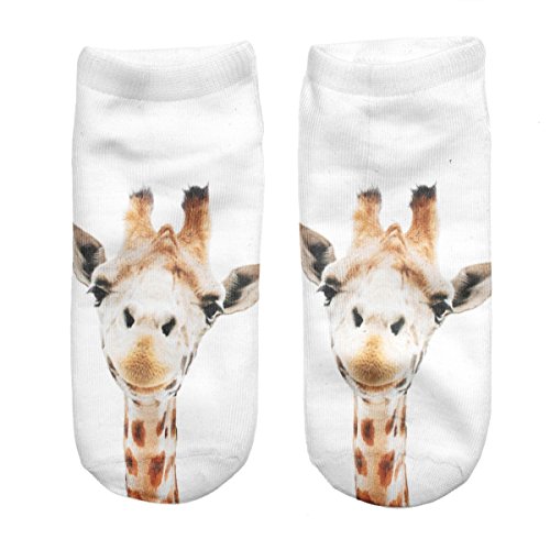 Ferocity Lustige Socken Sneaker Halbsocken für Frauen Strümpfe Sportsocken Füßlinge Size 34-38 mit Motiv 3D Giraffe [001] von Ferocity