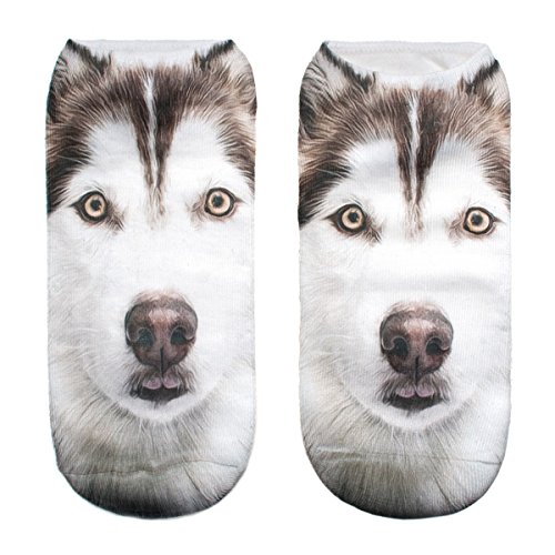 Ferocity Lustige Socken Sneaker Halbsocken Strümpfe Sportsocken Füßlinge mit Motiv 3D Husky EU 34-38 Damen [001] von Ferocity