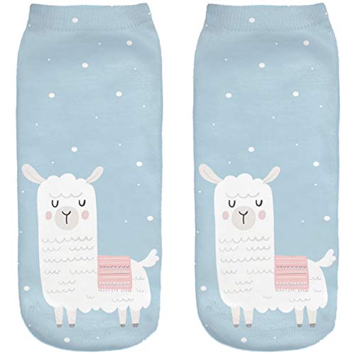 Ferocity Lustige Socken Sneaker Halbsocken Strümpfe Sportsocken für Frauen EU 34-36 Füßlinge mit Motiv 3D Llama [001] von Ferocity