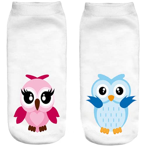 Ferocity Lustige Socken Sneaker Halbsocken Strümpfe Sportsocken Füßlinge mit Motiv 3D Owl [001] von Ferocity