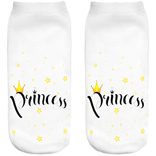 Ferocity Lustige Socken Sneaker Halbsocken Strümpfe Sportsocken Füßlinge mit Motiv 3D für Frauen, Size EU 36-40, Princess [001] von Ferocity