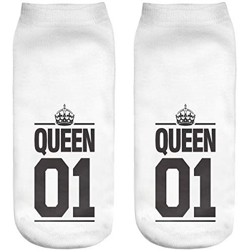 Ferocity Lustige Socken Sneaker Halbsocken Strümpfe Sportsocken Füßlinge mit Motiv 3D Queen 01 [001] von Ferocity