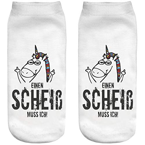 Ferocity Lustige Socken Sneaker Halbsocken Strümpfe Sportsocken Füßlinge mit Motiv 3D für Frauen, Size EU 36-40, Scheiss Muss Ich [001] von Ferocity