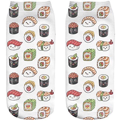 Ferocity Lustige Socken Sneaker Halbsocken Strümpfe Sportsocken Füßlinge mit Motiv 3D Sushi 2 [001] von Ferocity