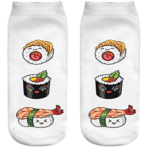 Ferocity Lustige Socken Sneaker Halbsocken Strümpfe Sportsocken Füßlinge mit Motiv 3D Sushi 3 [001] von Ferocity