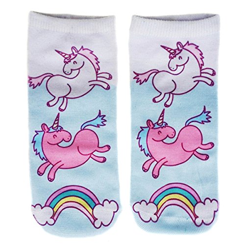 Ferocity Lustige Socken Sneaker Halbsocken Strümpfe Sportsocken Füßlinge mit Motiv 3D für Frauen, Size EU 36-40, Unicorns [001] von Ferocity