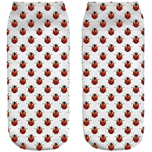 Ferocity Lustige Socken Sneaker Halbsocken Strümpfe Sportsocken Füßlinge mit Motiv 3D für Frauen, Size EU 36-40, Ladybug [001] von Ferocity