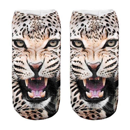 Ferocity Lustige Socken1 Paar Sneaker Halbsocken Strümpfe Sportsocken Füßlinge mit Motiv 3D, Cheetah, EU 36-40 Damen [001] von Ferocity