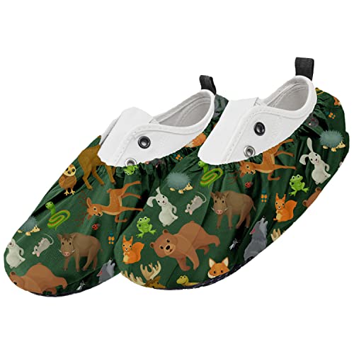 Ferocity Mehrweg Schuhüberzieher EU 25-30 für Kinder Wasserabweisend Überschuhe Rutschfester Waschbarer Schuhschützer Unisex Jungen Mädchen aus Polyester mit Bunten Motiven Animals [142] von Ferocity