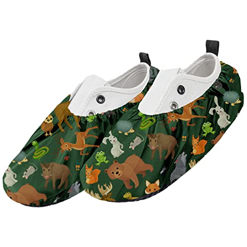 Ferocity Mehrweg Schuhüberzieher EU 31-37 für Kinder Wasserabweisend Überschuhe Rutschfester Waschbarer Schuhschützer Unisex Jungen Mädchen aus Polyester mit Bunten Motiven Animals [142] von Ferocity
