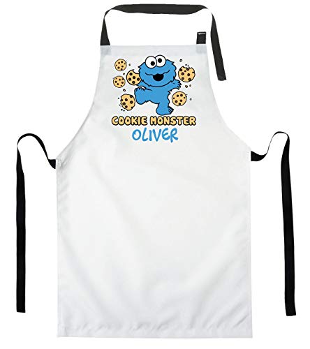 Ferocity Personalisierter Kinderschürze Jugend Malschürze Kunstkittel Kochschürze Apron Teenageralter Werkschürze mit einem motiv Werkschürze Plätzchen-Monster mit Name [074] von Ferocity