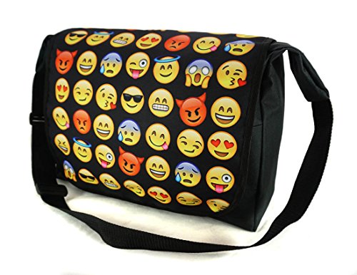 Ferocity Umhängetasche Schultasche Schultertasche Messenger Laptop Bag Emoji Black One Size Unisex [052] von Ferocity