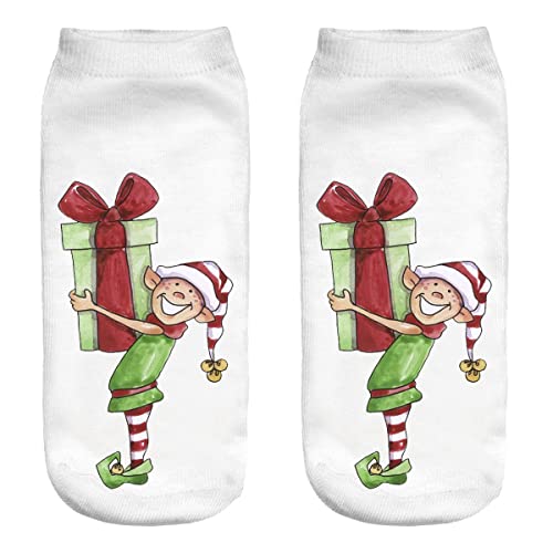 Ferocity Weihnachten Lustige Socken Sneaker Halbsocken Strümpfe Sportsocken Füßlinge mit Motiv 3D Elf [001] von Ferocity