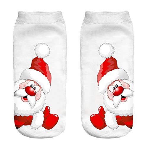 Ferocity Weihnachten Lustige Socken Sneaker Halbsocken Strümpfe Sportsocken für Frauen EU 34-36 Füßlinge mit Motiv 3D Nikolaus [001] von Ferocity