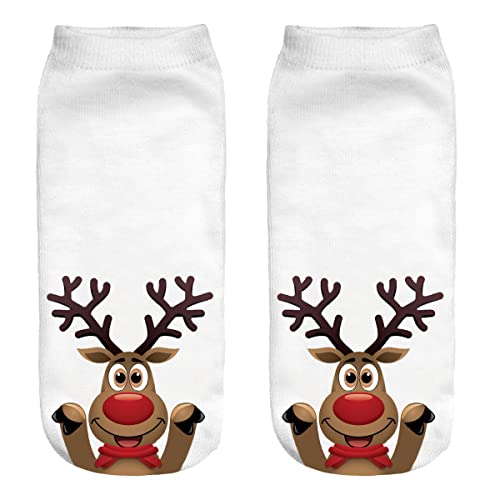 Ferocity Weihnachten Lustige Socken Sneaker Halbsocken Strümpfe Sportsocken Füßlinge mit Motiv 3D Rentier 3 [001] von Ferocity