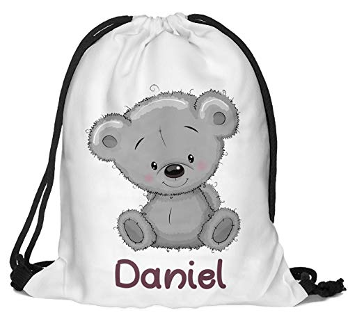 Kinder Turnbeutel mit Namen Beutel Fullprint Tasche Gymsac Jutebeutel Print Bag Fitness Bär [010] von Ferocity