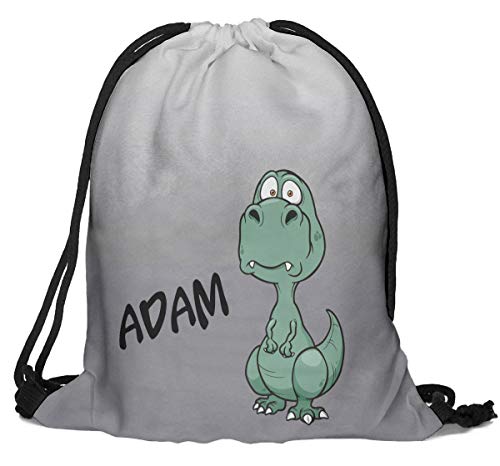 Kinder Turnbeutel mit Namen Beutel Fullprint Tasche Gymsac Jutebeutel Print Bag Fitness Dino 2 [010] von Ferocity