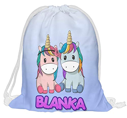 Kinder Turnbeutel mit Namen Beutel Fullprint Tasche Gymsac Jutebeutel Print Bag Fitness Einhorn bester Freund [010] von Ferocity