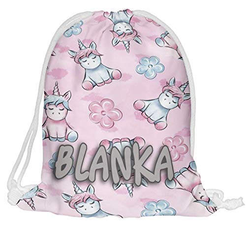 Kinder Turnbeutel mit Namen Beutel Fullprint Tasche Gymsac Jutebeutel Print Bag Fitness Einhorn voll [010] von Ferocity