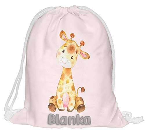 Kinder Turnbeutel mit Namen Beutel Fullprint Tasche Gymsac Jutebeutel Print Bag Fitness Giraffe [010] von Ferocity