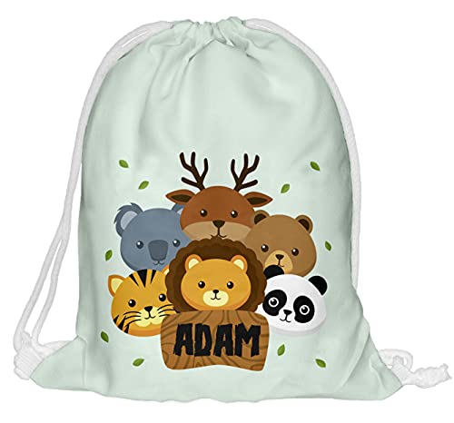 Kinder Turnbeutel mit Namen Beutel Fullprint Tasche Gymsac Jutebeutel Print Bag Fitness Junge Mädchen Animals [010] von Ferocity