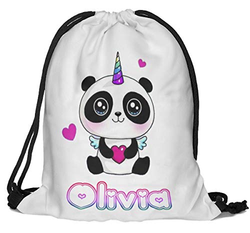 Kinder Turnbeutel mit Namen Beutel Fullprint Tasche Gymsac Jutebeutel Print Bag Fitness Pandacorn [010] von Ferocity