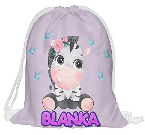 Kinder Turnbeutel mit Namen Beutel Fullprint Tasche Gymsac Jutebeutel Print Bag Fitness Zebra [010] von Ferocity