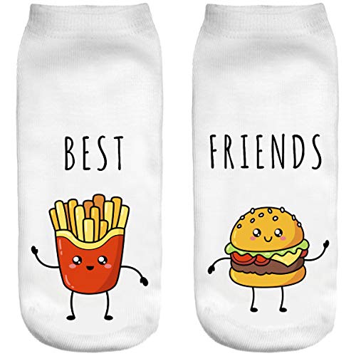 Lustige Socken Sneaker Halbsocken Strümpfe Sportsocken Füßlinge mit Motiv 3D Weihnachten Ferien Seasons Lutscher süßer Best Friends 2 [001] von Ferocity