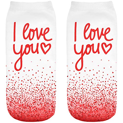 Lustige Socken Sneaker Halbsocken Strümpfe Sportsocken Füßlinge mit Motiv 3D Weihnachten Ferien Seasons Lutscher süßer I love You [001] von Ferocity