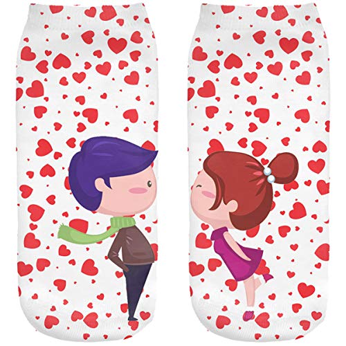 Lustige Socken Sneaker Halbsocken Strümpfe Sportsocken Füßlinge mit Motiv 3D für Frauen, Size EU 36-40, Weihnachten Ferien Seasons Lutscher süßer Kissing [001] von Ferocity