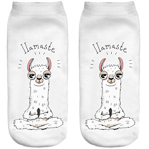 Lustige Socken Sneaker Halbsocken Strümpfe Sportsocken Füßlinge mit Motiv 3D für Frauen, Size EU 36-40, Weihnachten Ferien Seasons Lutscher süßer llamaste [001] von Ferocity