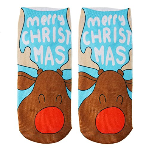 Lustige Socken Sneaker Halbsocken Strümpfe Sportsocken Füßlinge mit Motiv 3D Weihnachten Ferien Seasons Merry Christmas EU 34-38 Damen [001] von Ferocity