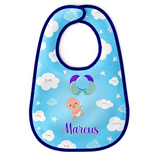 Ferocity Personalisierbare Baby Lätzchen, wasserdichte Kinderlätzchen mit Klettverschluss: 2-seitiger Druck, ideal für Jungen & Mädchen, 1-3 Jahre, 100% Polyester, maschinenwaschbar, Baby Blue [096] von Ferocity