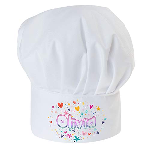 Personalisierte Kochmütze Für Kinder Jungen und Mädchen Weiß Kochhaube mit Ihrem Wunschtext/Grafik Klettverschluss Süß mit Namen [099] von Ferocity