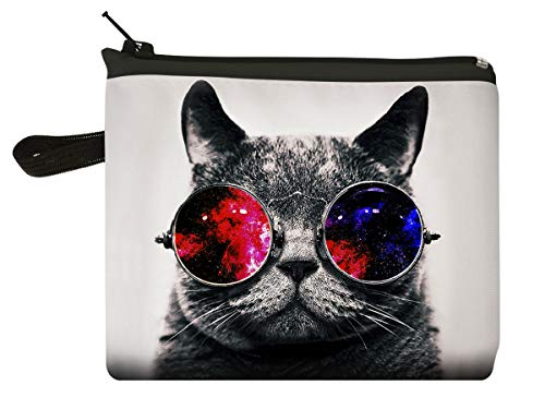 Schlüsselanhänger Nähset Portemonnaie Schlüsseletui Schlüsselmäppchen Schlüsseltasche Galaxy Sunglasses Cat [024] von Ferocity