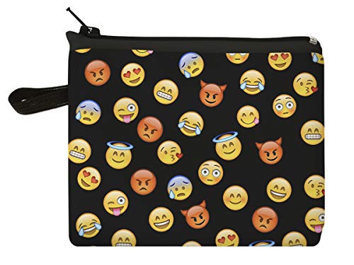 Schlüsselanhänger Nähset Portemonnaie Schlüsseletui Schlüsselmäppchen Schlüsseltasche mürrische Emoji Black [024] von Ferocity