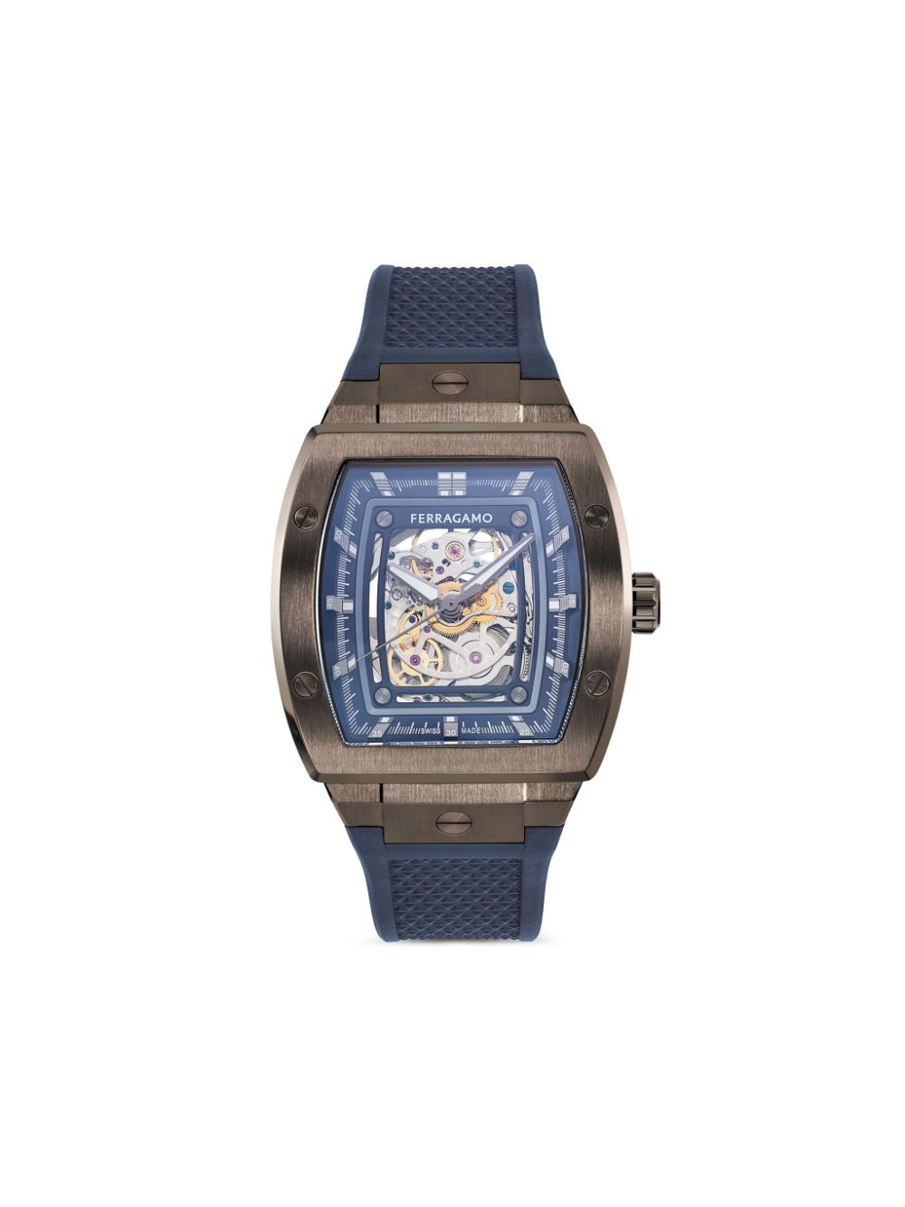 Ferragamo Tonneau Skeleton 42mm - Blau von Ferragamo