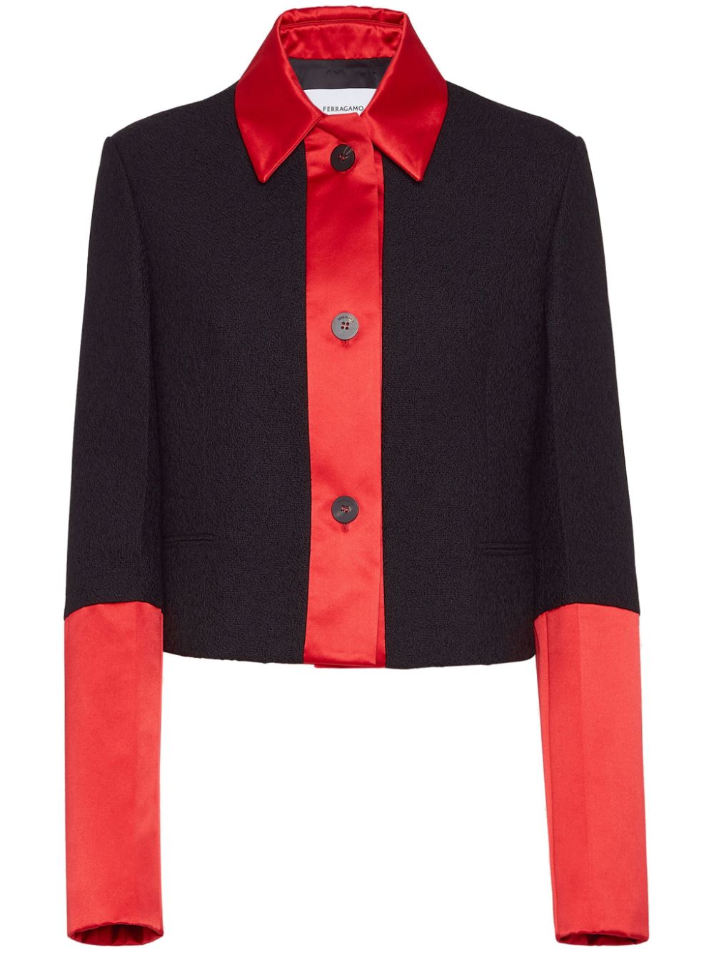 Ferragamo Cropped-Jacke in Colour-Block-Optik - Schwarz von Ferragamo