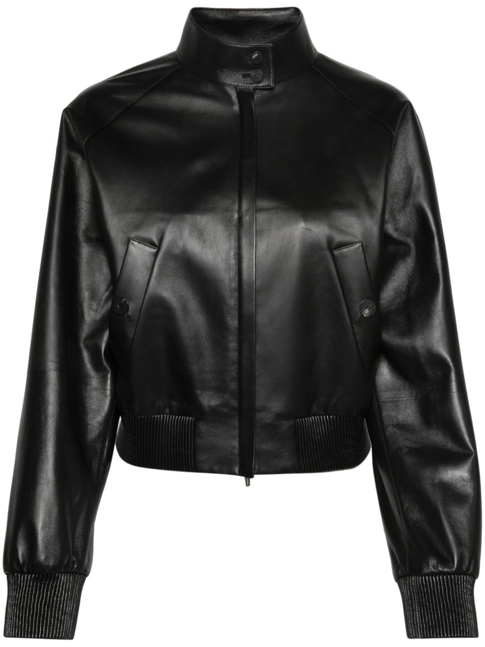 Ferragamo high-neck leather jacket - Schwarz von Ferragamo