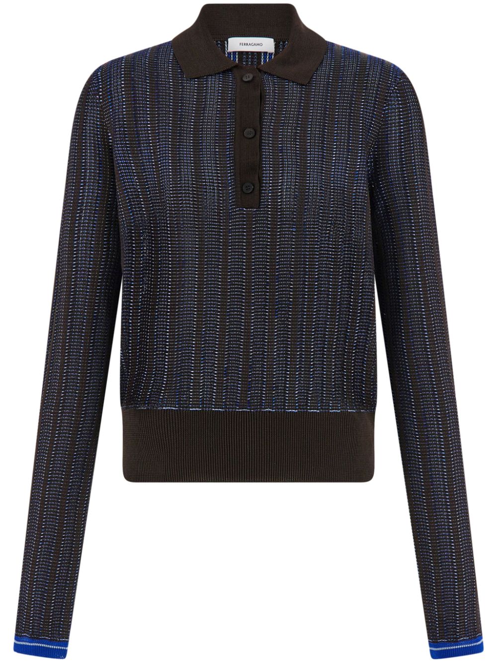 Ferragamo long-sleeve knitted polo shirt - Braun von Ferragamo