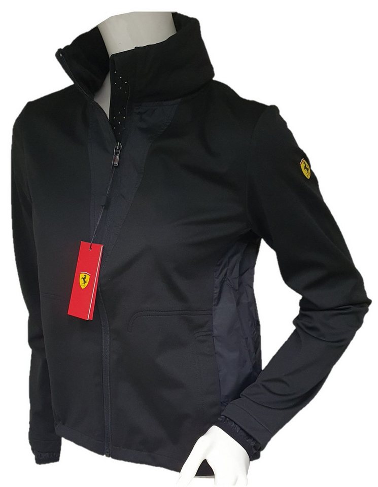 Ferrari Softshelljacke official Damen Hooded Jacke Sportjacke BLK 42674 mit Kapuze im Kragen Kapuze in Stehkragen von Ferrari