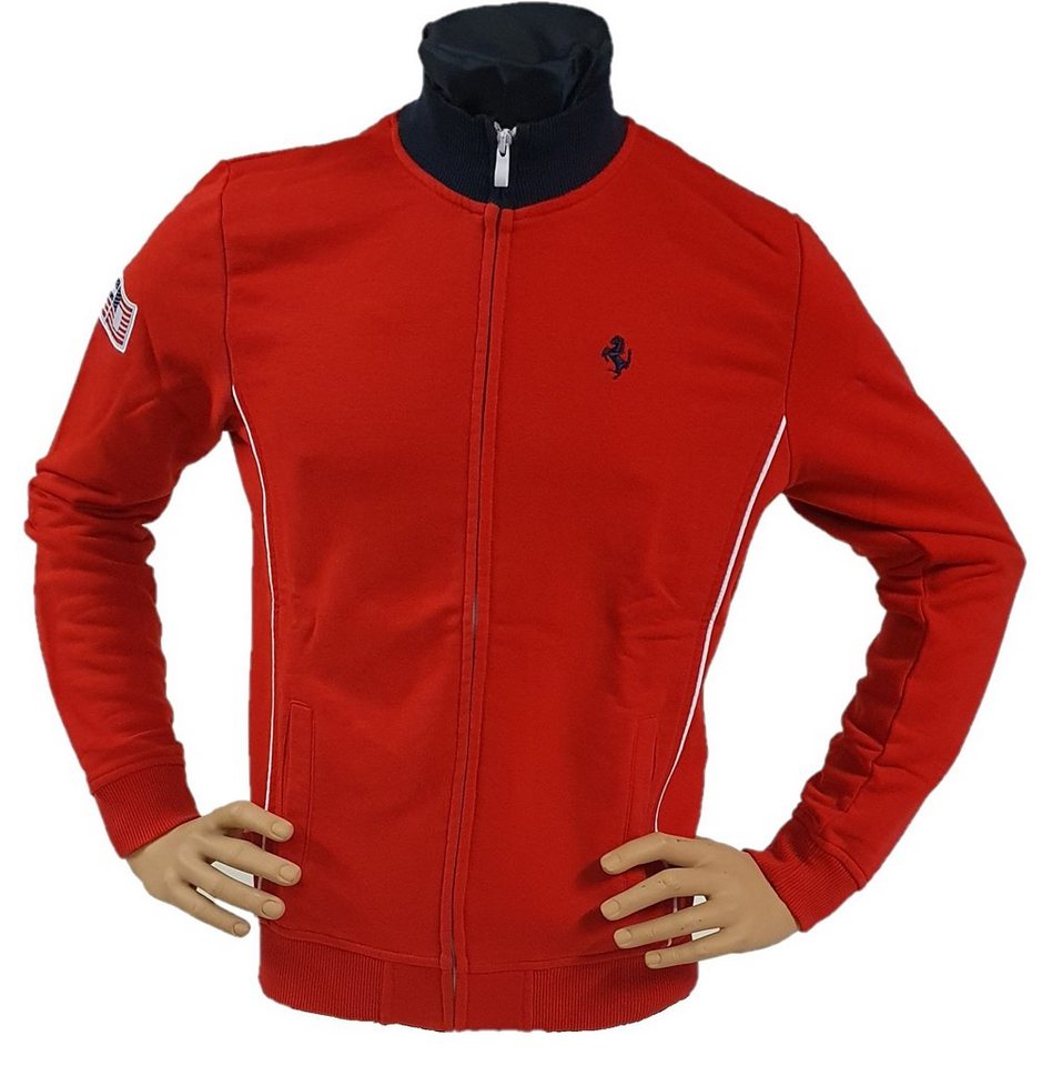 Ferrari Sweatjacke Offiziell Herren Full Zip 60er America Red Retro Motorsport im sportlichem Design von Ferrari