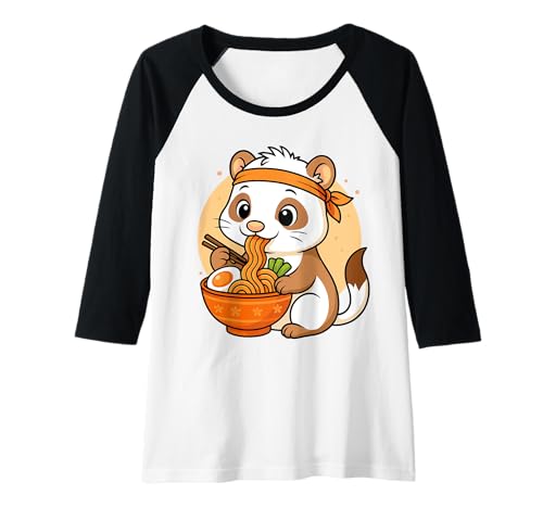 Damen Kawaii Frettchen Essen Ramen Grafik Japanisches Frettchen Grafik Raglan Damen Kawaii Frettchen Essen Ramen Grafik Japanisches Frettchen Grafik Raglan von Ferret Eating Ramen Funny Japanese Kawaii Design