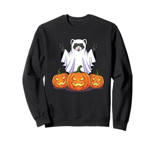 Lustiges Frettchen Geist Kürbis Boo Halloween Kinder Herren Damen Sweatshirt von Ferret Lovers Halloween Ghost Pumpkin Outfits