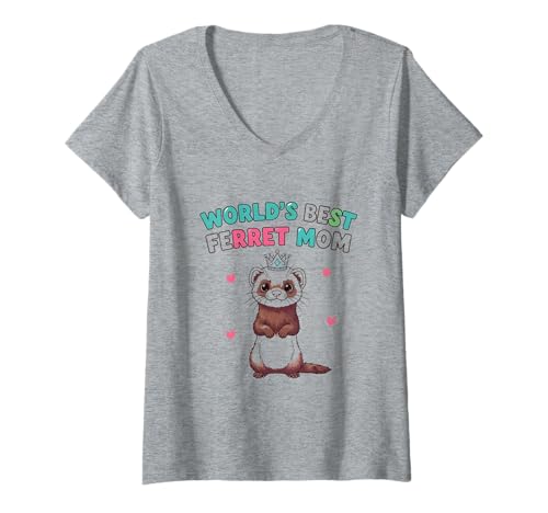 Damen Best Frettchen Mom Funny Animal Lover Cute Pet Owner for Women T-Shirt mit V-Ausschnitt Damen Best Frettchen Mom Funny Animal Lover Cute Pet Owner for Women T-Shirt mit V-Ausschnitt von Ferret Mom Pet Lover Apparel