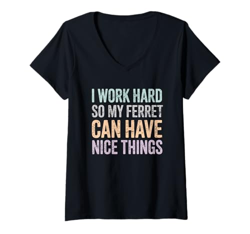 Damen My Frettchen Can Have Nice Things Lustiger Tierliebhaber T-Shirt mit V-Ausschnitt von FerretMood