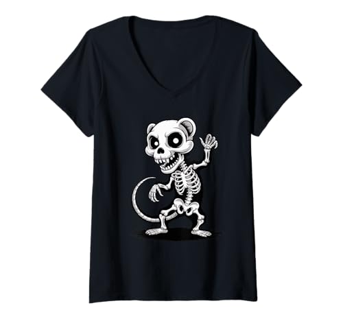 Damen Halloween Frettchen Skelett Gruselige T-Shirt mit V-Ausschnitt Damen Halloween Frettchen Skelett Gruselige T-Shirt mit V-Ausschnitt von Ferrets Ferret Lover Gifts