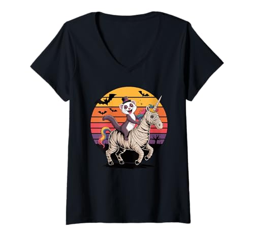 Damen Halloween Mumie Einhorn Frettchen T-Shirt mit V-Ausschnitt Damen Halloween Mumie Einhorn Frettchen T-Shirt mit V-Ausschnitt von Ferrets Ferret Lover Gifts