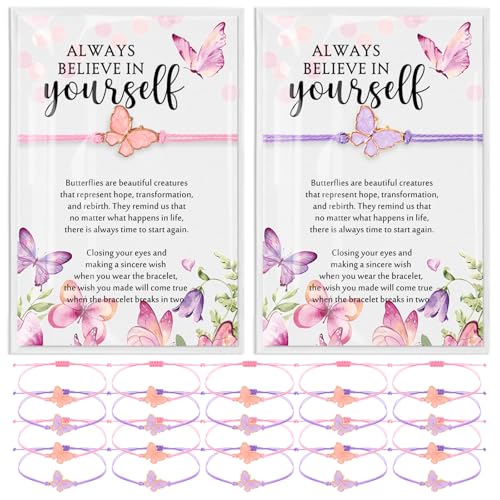 Ferreve 20 Set Schmetterling Geschenke für Frauen Wunscharmband mit Karten 2 Stile verstellbares Schmetterlingsarmband Inspirierende Geschenke für Frauen Muttertag von Ferreve